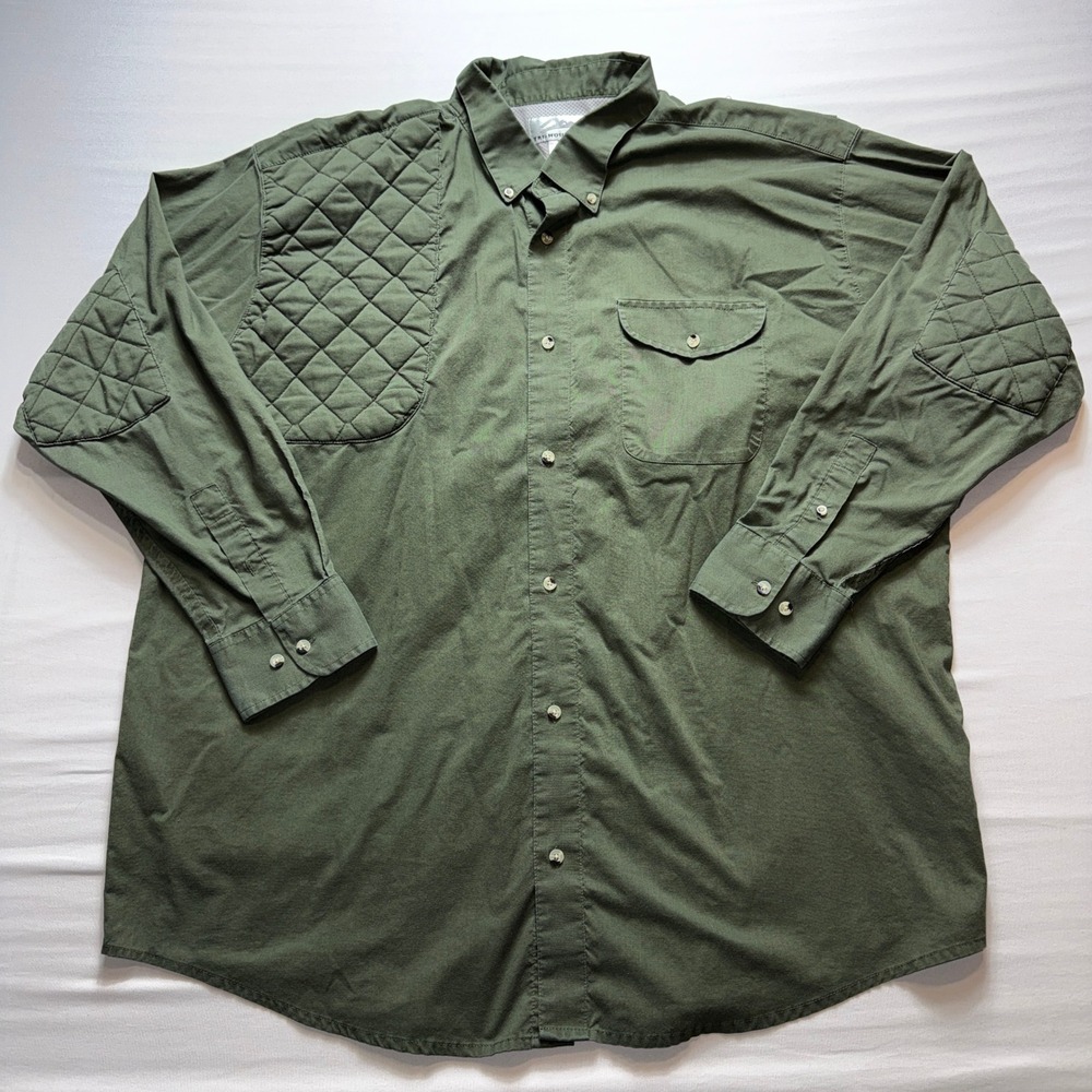 Tri-Mountain Mens 3XL Shooting Shirt Olive Green Quilted Patch Hunting S#786 3XL